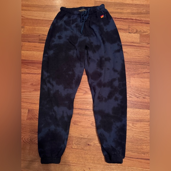 Aviator Nation Dark Blue Black Tie-Dye Joggers - Picture 1 of 4